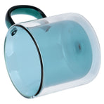 250ml DoubleLayer Mug HeatResistant Cylindrical Transparent Cup for Milk Coffee Home(Light Green )