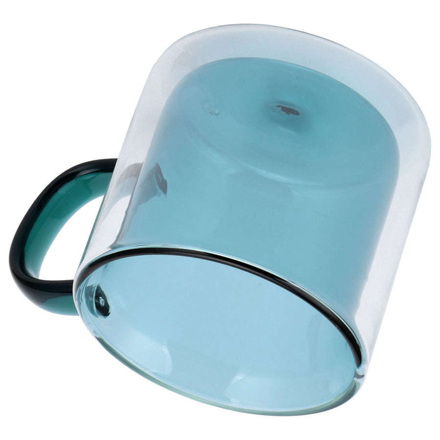 250ml DoubleLayer Mug HeatResistant Cylindrical Transparent Cup for Milk Coffee Home(Light Green )
