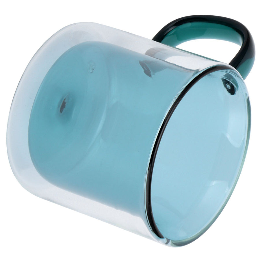 250ml DoubleLayer Mug HeatResistant Cylindrical Transparent Cup for Milk Coffee Home(Light Green )