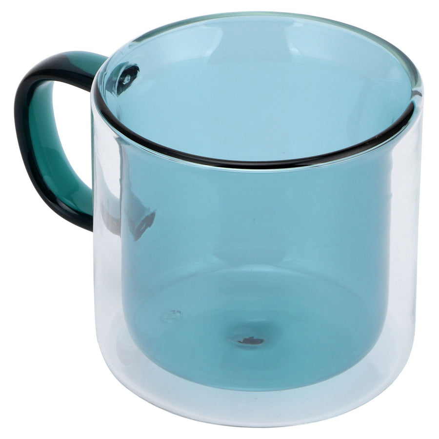 250ml DoubleLayer Mug HeatResistant Cylindrical Transparent Cup for Milk Coffee Home(Light Green )