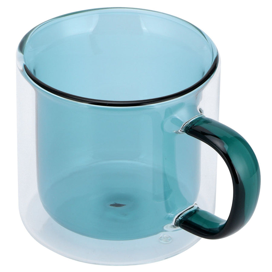 250ml DoubleLayer Mug HeatResistant Cylindrical Transparent Cup for Milk Coffee Home(Light Green )