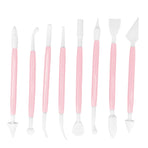 8Pcs Cake Fondant Decorating Tool Set Engraving Pen Cake Supplies DIY Baking ToolsPink