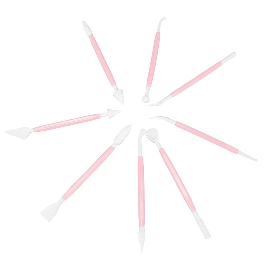 8Pcs Cake Fondant Decorating Tool Set Engraving Pen Cake Supplies DIY Baking ToolsPink