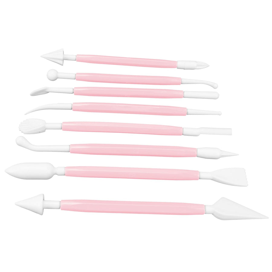8Pcs Cake Fondant Decorating Tool Set Engraving Pen Cake Supplies DIY Baking ToolsPink
