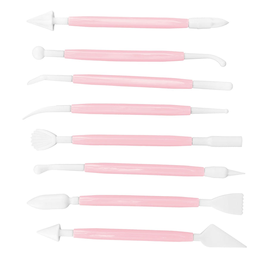 8Pcs Cake Fondant Decorating Tool Set Engraving Pen Cake Supplies DIY Baking ToolsPink