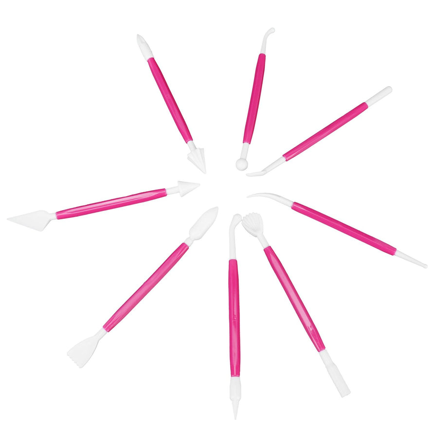 8Pcs Cake Fondant Decorating Tool Set Engraving Pen Cake Supplies DIY Baking ToolsRose Red