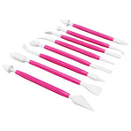 8Pcs Cake Fondant Decorating Tool Set Engraving Pen Cake Supplies DIY Baking ToolsRose Red