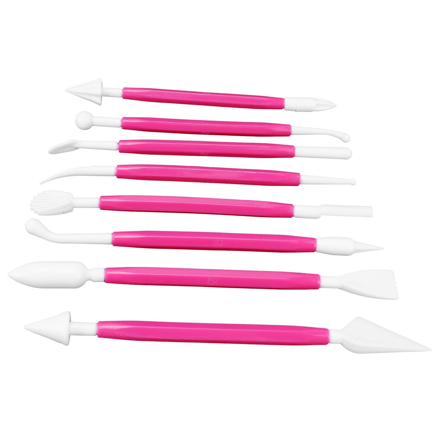 8Pcs Cake Fondant Decorating Tool Set Engraving Pen Cake Supplies DIY Baking ToolsRose Red