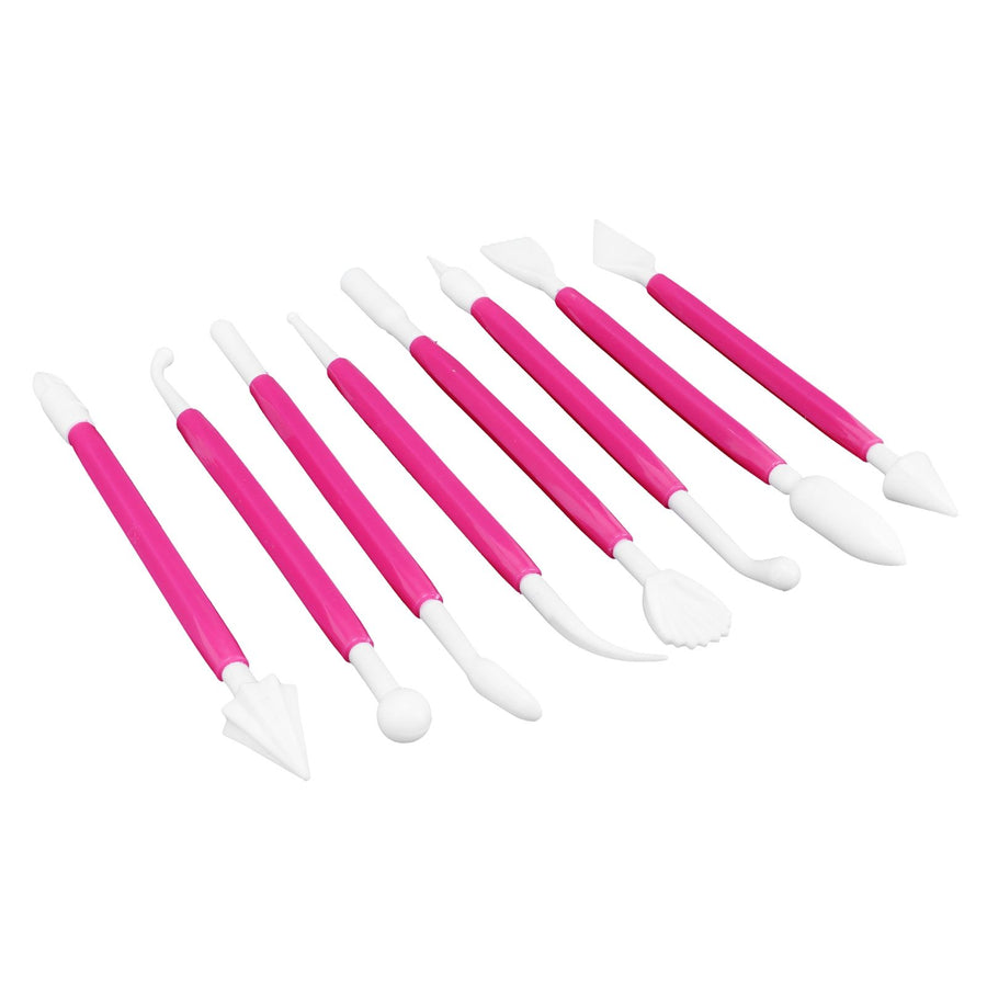 8Pcs Cake Fondant Decorating Tool Set Engraving Pen Cake Supplies DIY Baking ToolsRose Red