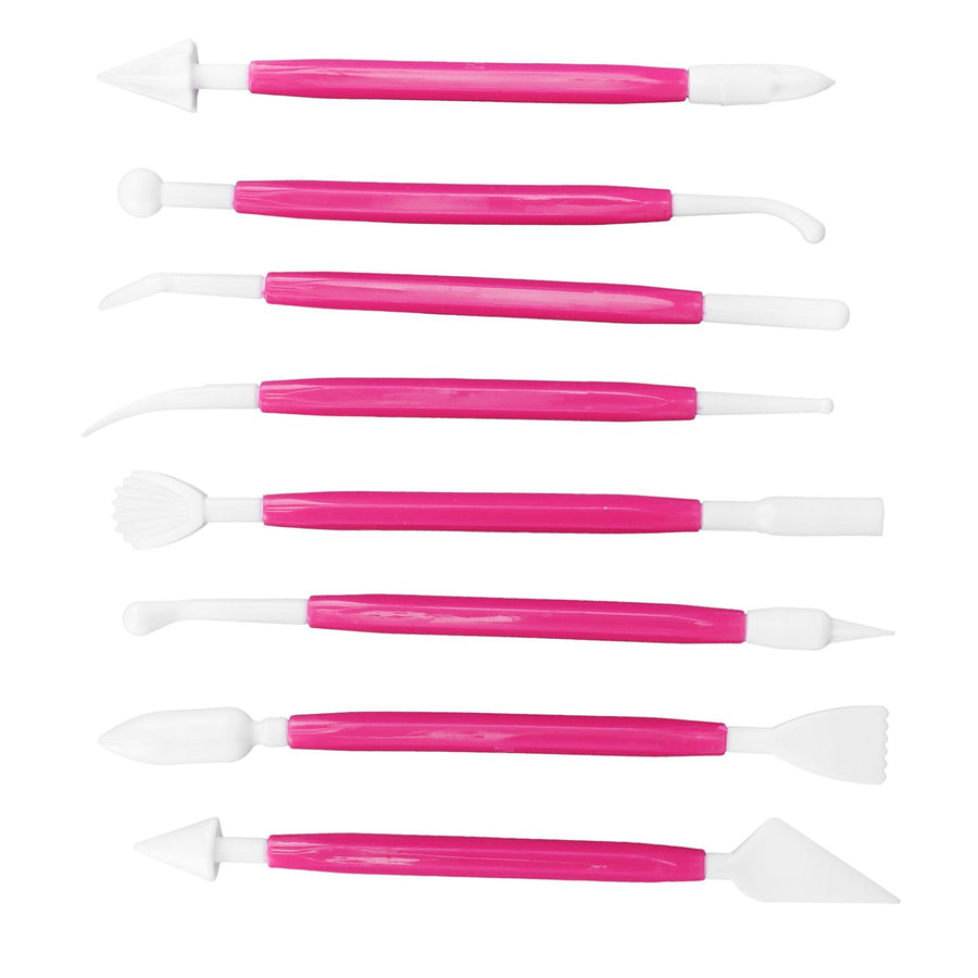 8Pcs Cake Fondant Decorating Tool Set Engraving Pen Cake Supplies DIY Baking ToolsRose Red