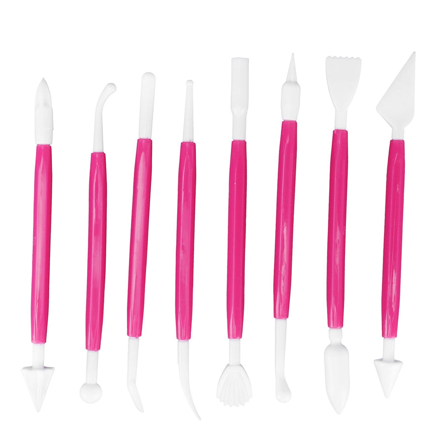 8Pcs Cake Fondant Decorating Tool Set Engraving Pen Cake Supplies DIY Baking ToolsRose Red