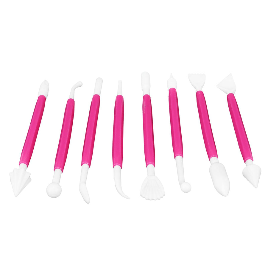 8Pcs Cake Fondant Decorating Tool Set Engraving Pen Cake Supplies DIY Baking ToolsRose Red