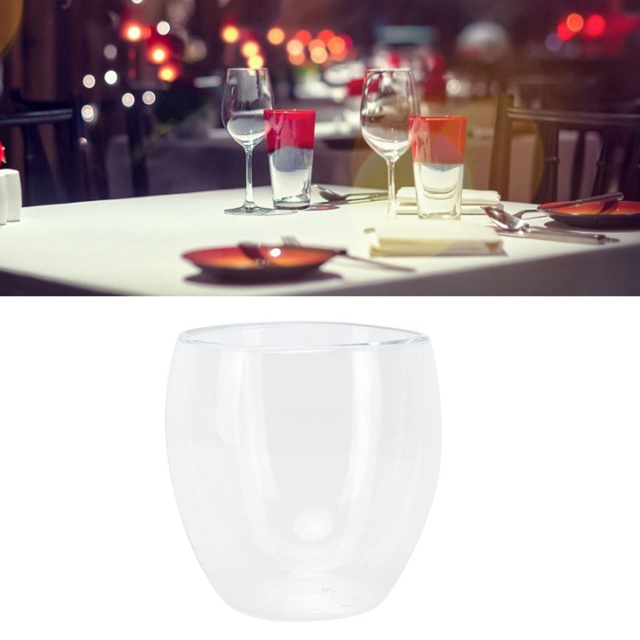 2-Layer Transparent Milk Mug Cylindrical Heat Resistant Coffee Cup for Beverage Home(250ml )