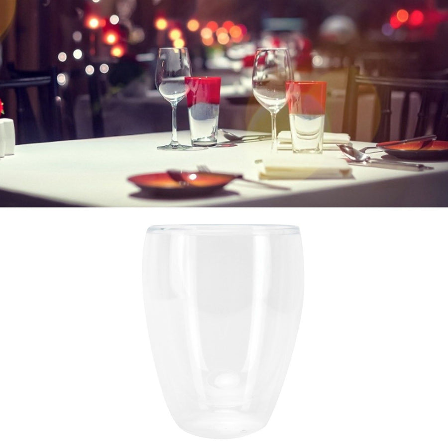 2-Layer Transparent Milk Mug Cylindrical Heat Resistant Coffee Cup for Beverage Home(350ml )