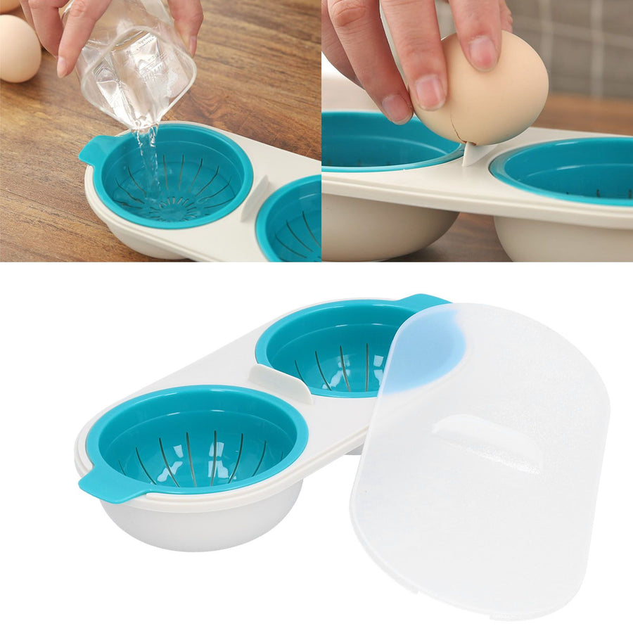 Microwave Egg Poacher Food Grade Double Cup Egg Boiler Cookware Kitchen Cooking Tools