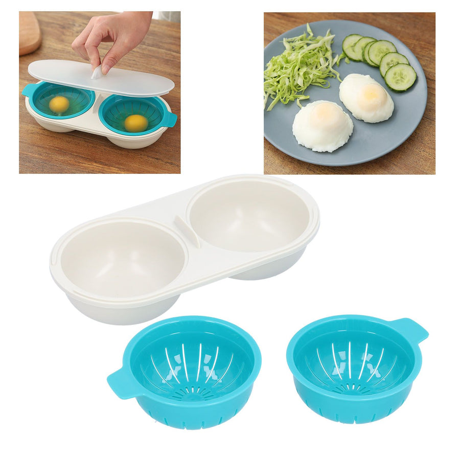 Microwave Egg Poacher Food Grade Double Cup Egg Boiler Cookware Kitchen Cooking Tools