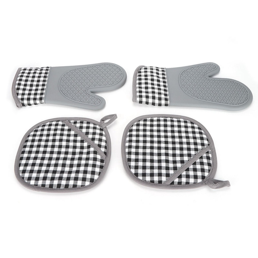 Silicone Cotton Gloves Heat Insulation Pad Set Oven Baking Gloves Mitts for Kitchen Use