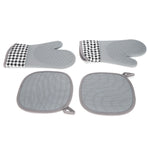 Silicone Cotton Gloves Heat Insulation Pad Set Oven Baking Gloves Mitts for Kitchen Use