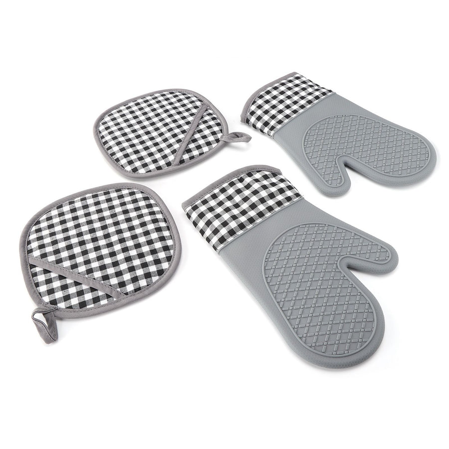 Silicone Cotton Gloves Heat Insulation Pad Set Oven Baking Gloves Mitts for Kitchen Use