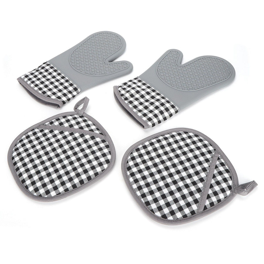 Silicone Cotton Gloves Heat Insulation Pad Set Oven Baking Gloves Mitts for Kitchen Use