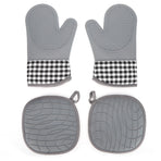 Silicone Cotton Gloves Heat Insulation Pad Set Oven Baking Gloves Mitts for Kitchen Use