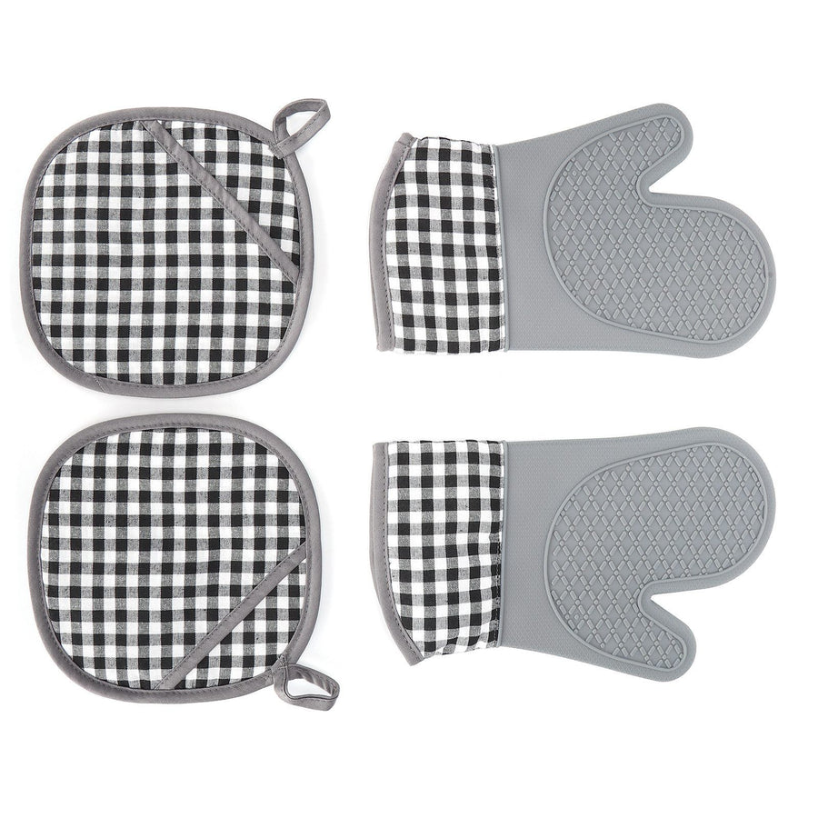 Silicone Cotton Gloves Heat Insulation Pad Set Oven Baking Gloves Mitts for Kitchen Use