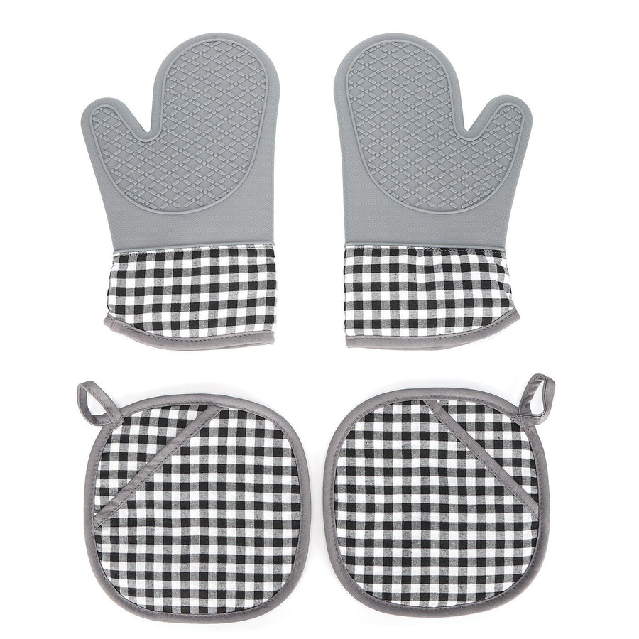 Silicone Cotton Gloves Heat Insulation Pad Set Oven Baking Gloves Mitts for Kitchen Use
