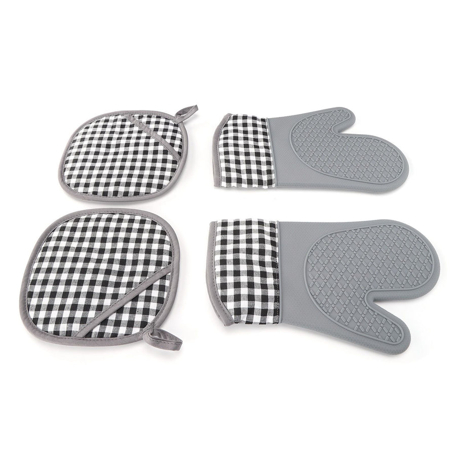 Silicone Cotton Gloves Heat Insulation Pad Set Oven Baking Gloves Mitts for Kitchen Use