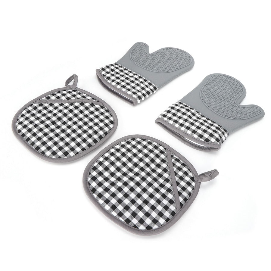 Silicone Cotton Gloves Heat Insulation Pad Set Oven Baking Gloves Mitts for Kitchen Use