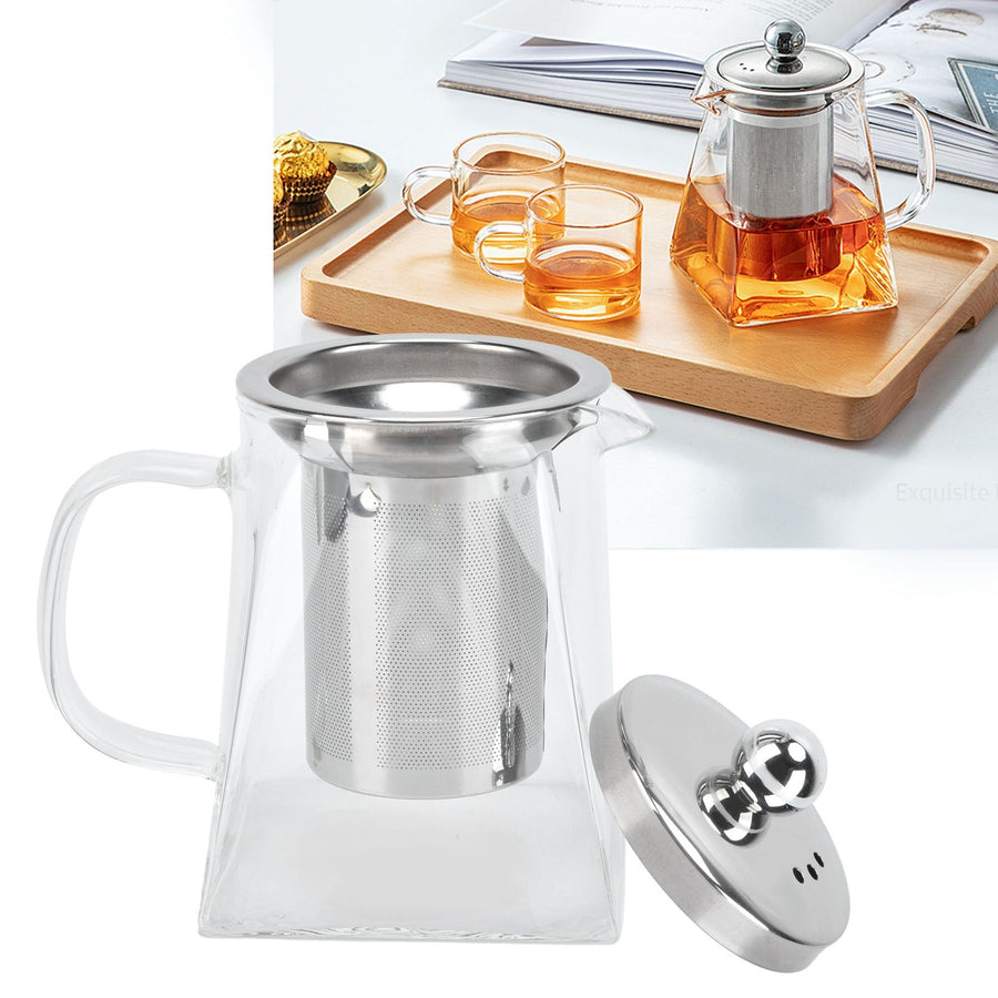 Transparent Glass Teapot with Removable 304 Stainless Steel Filter Tea Kettle for Home Office550ml