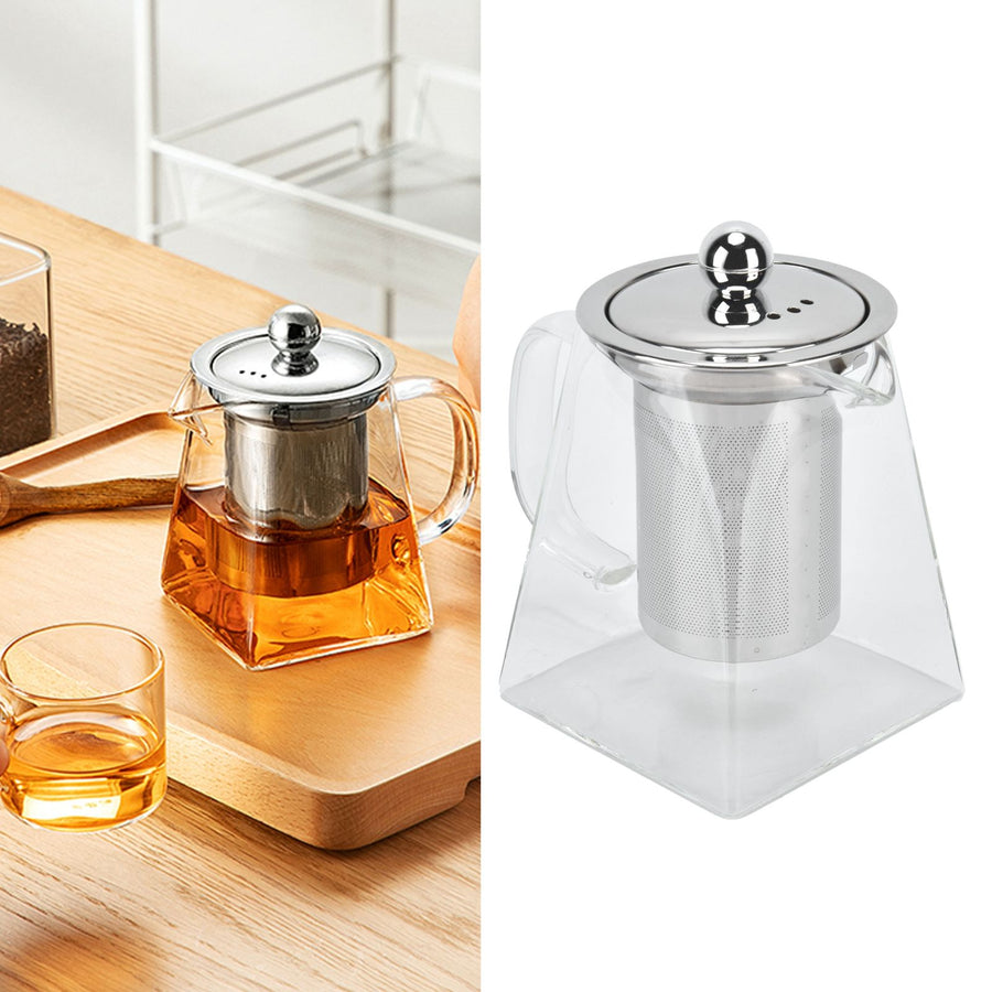 Transparent Glass Teapot with Removable 304 Stainless Steel Filter Tea Kettle for Home Office550ml