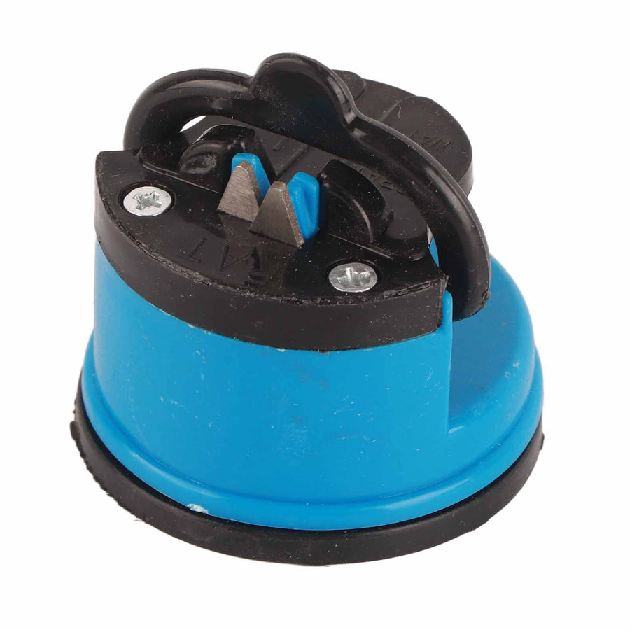 Knife Sharpener Manual Scissor Sharpener Knife Sharpening Tool with Suction Cup for KitchenBlue