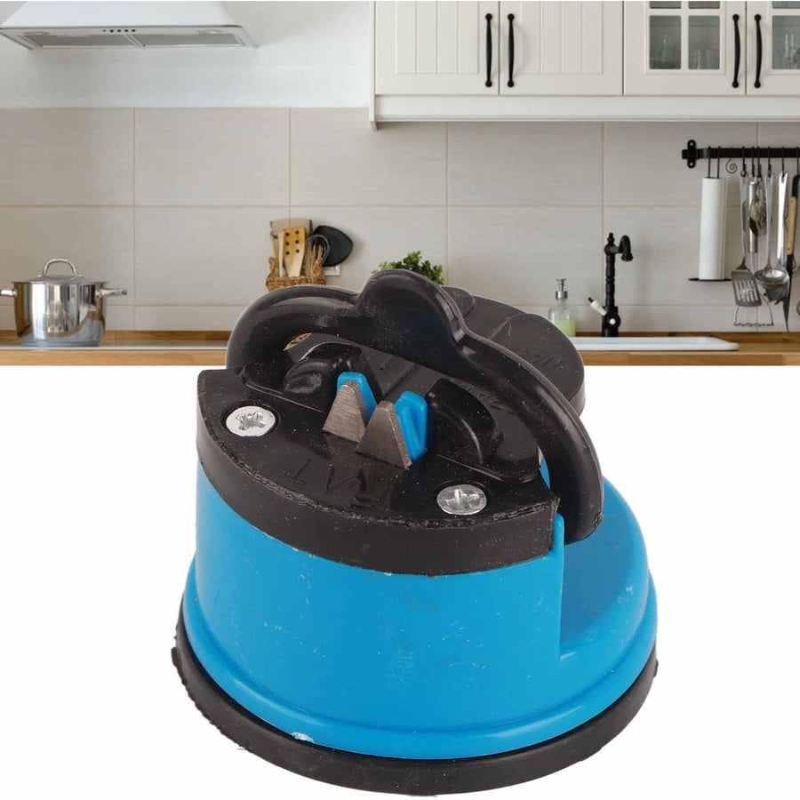 Knife Sharpener Manual Scissor Sharpener Knife Sharpening Tool with Suction Cup for KitchenBlue