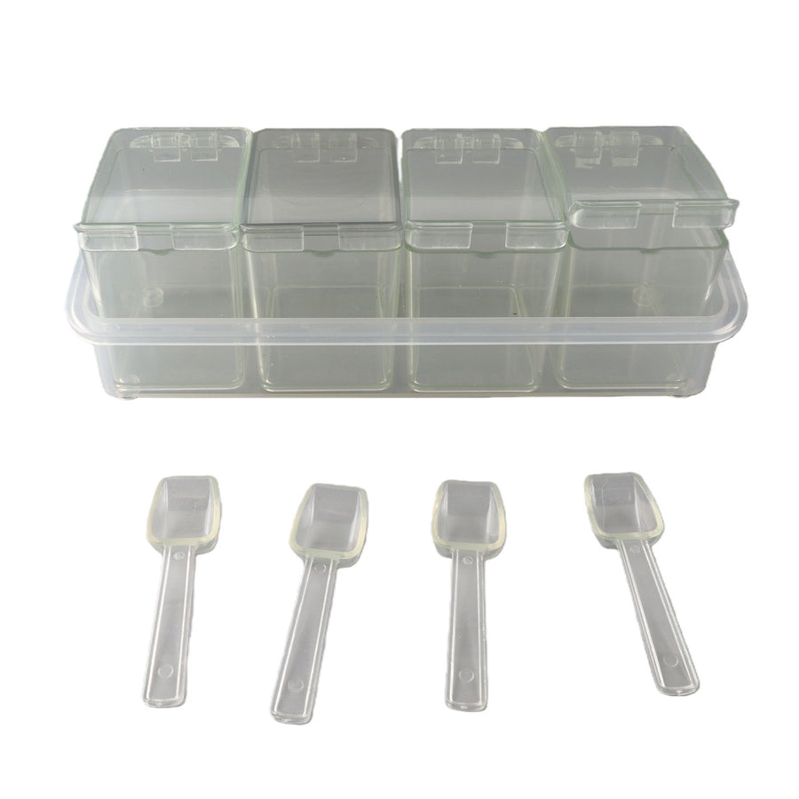Seasoning Storage Box Spice Pots Storage Container Condiment Jar with Cover and Spoon for Salt Monosodium