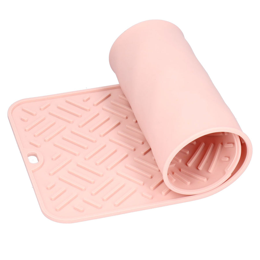 Silicone Heat Insulation Pad Desktop AntiScaldWaterproof Silicone Pad for Home Kitchen(Pink, 45x20cm )