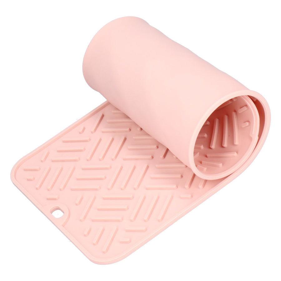 Silicone Heat Insulation Pad Desktop AntiScaldWaterproof Silicone Pad for Home Kitchen(Pink, 45x20cm )