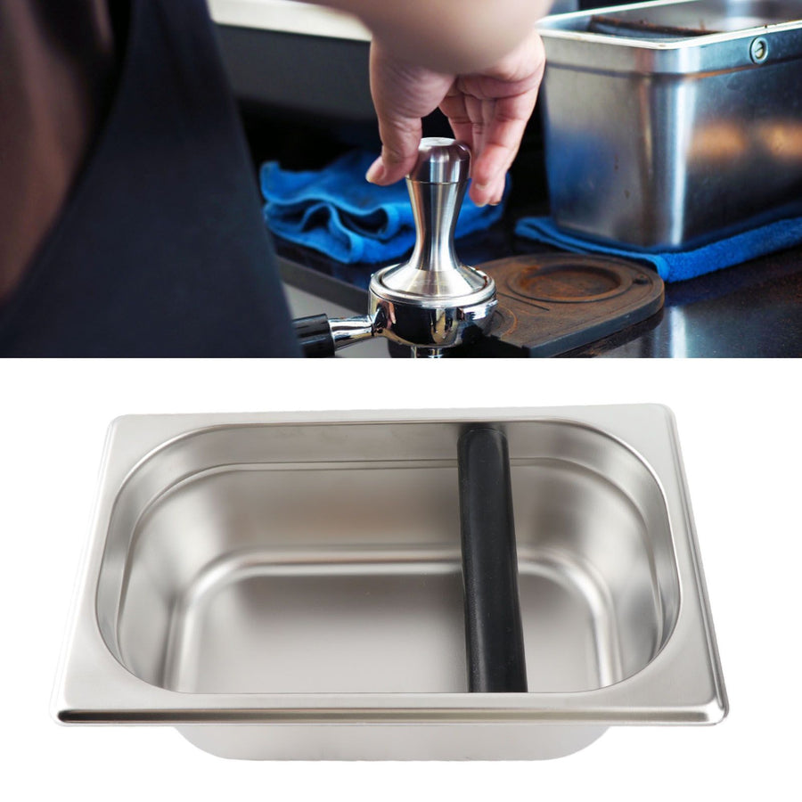Large Coffee Knock Box Stainless Steel Coffee Grounds Container Residue Bucket Waste BinRetangular