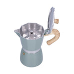 300ML Coffee Pot Moka Maker Coffee Kettle for Gas Stove Ethanol Stove Electrothermal FurnaceCyan Blue