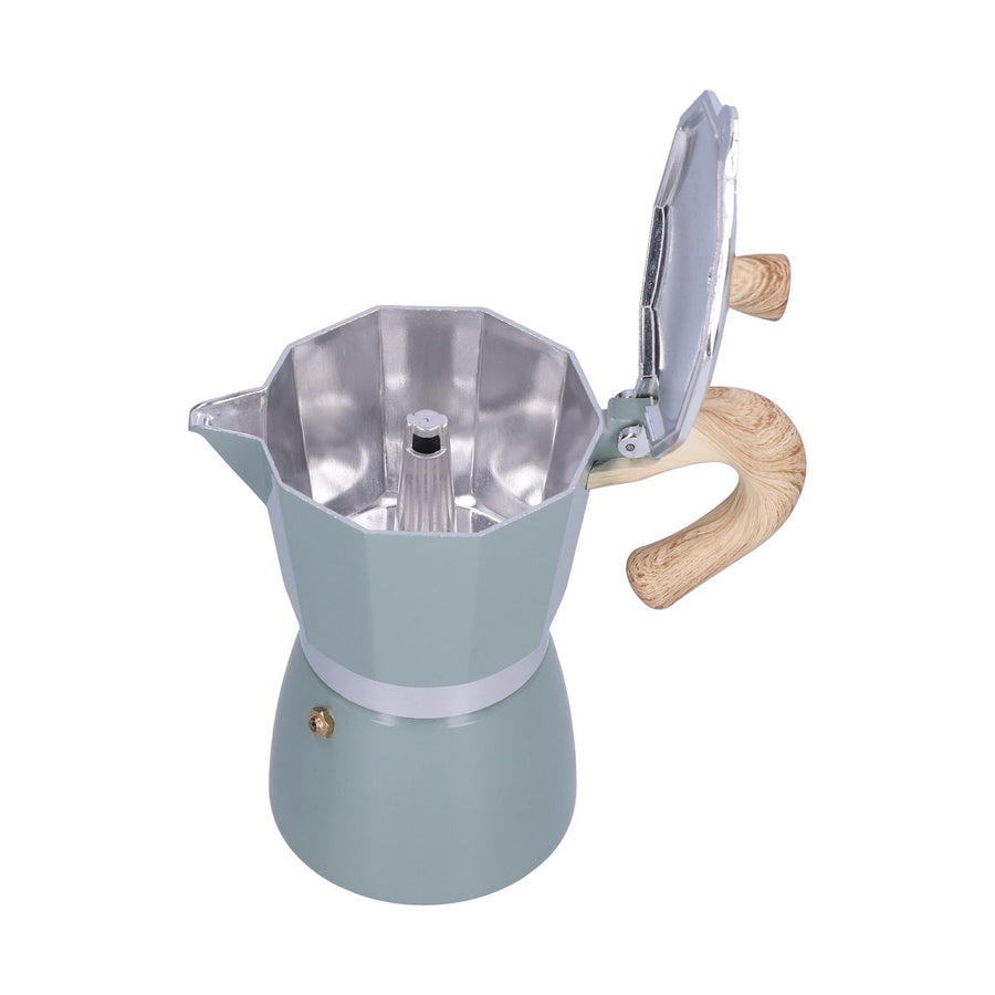 300ML Coffee Pot Moka Maker Coffee Kettle for Gas Stove Ethanol Stove Electrothermal FurnaceCyan Blue