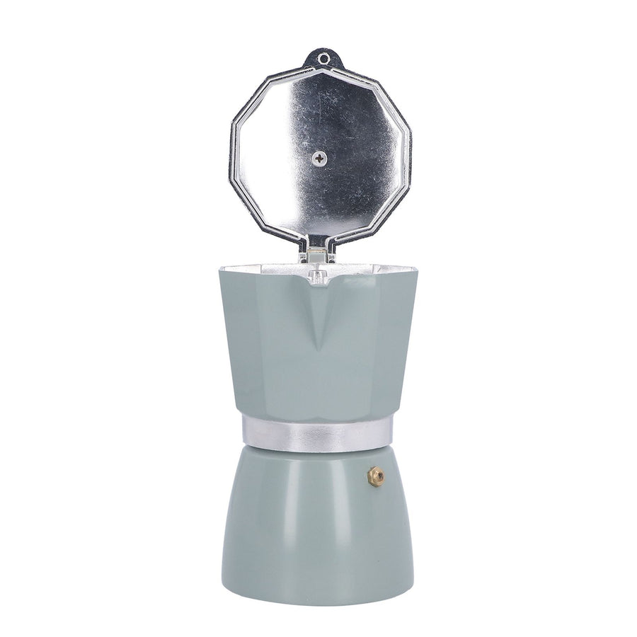 300ML Coffee Pot Moka Maker Coffee Kettle for Gas Stove Ethanol Stove Electrothermal FurnaceCyan Blue