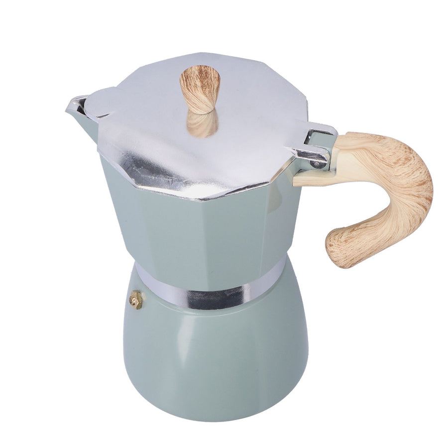 300ML Coffee Pot Moka Maker Coffee Kettle for Gas Stove Ethanol Stove Electrothermal FurnaceCyan Blue