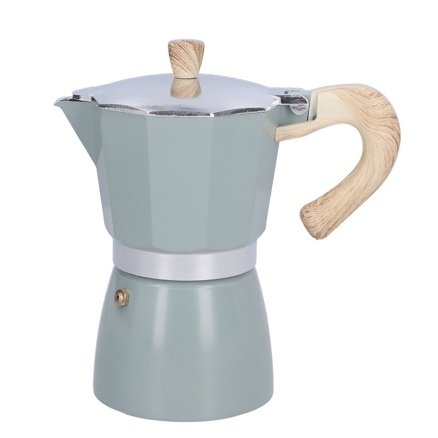 300ML Coffee Pot Moka Maker Coffee Kettle for Gas Stove Ethanol Stove Electrothermal FurnaceCyan Blue