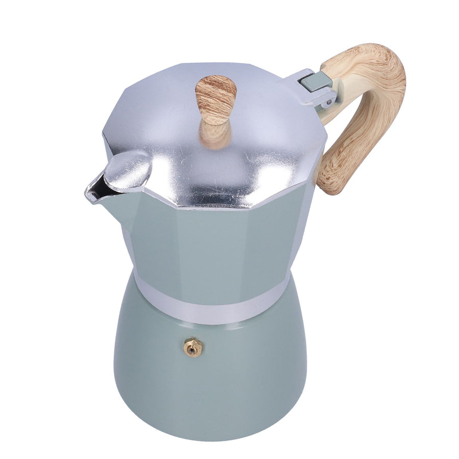 300ML Coffee Pot Moka Maker Coffee Kettle for Gas Stove Ethanol Stove Electrothermal FurnaceCyan Blue