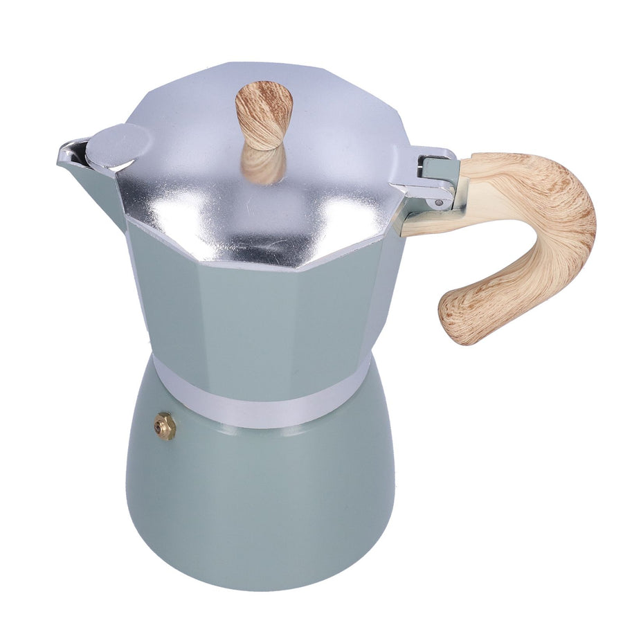 300ML Coffee Pot Moka Maker Coffee Kettle for Gas Stove Ethanol Stove Electrothermal FurnaceCyan Blue