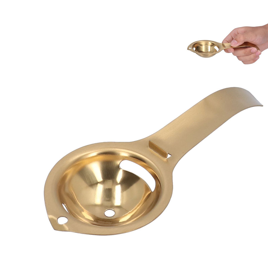Egg Yolk White Separator Stainless Steel Egg Divider Strainer Filter with Long Handle for KitchenGold