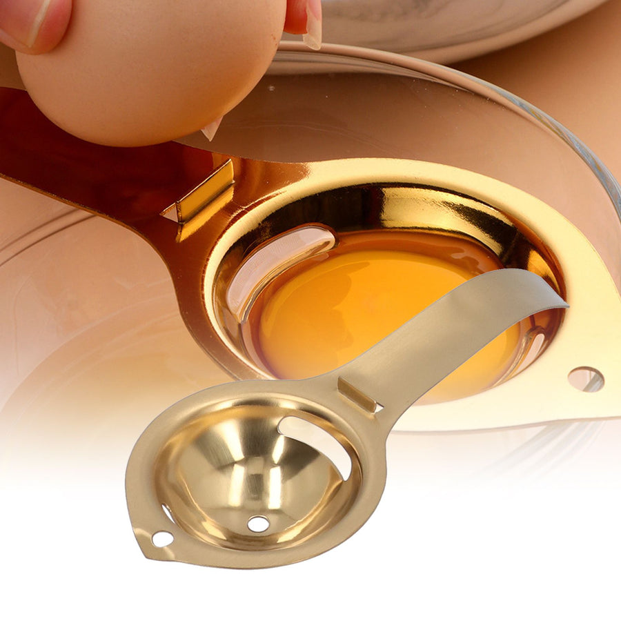 Egg Yolk White Separator Stainless Steel Egg Divider Strainer Filter with Long Handle for KitchenGold