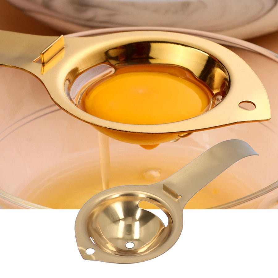 Egg Yolk White Separator Stainless Steel Egg Divider Strainer Filter with Long Handle for KitchenGold