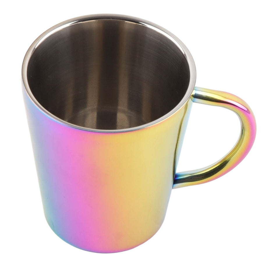 300ml Double Layer Water Cup with Handle Stainless Steel Coffee Insulated Mug for HomeColorful