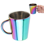 300ml Double Layer Water Cup with Handle Stainless Steel Coffee Insulated Mug for HomeColorful