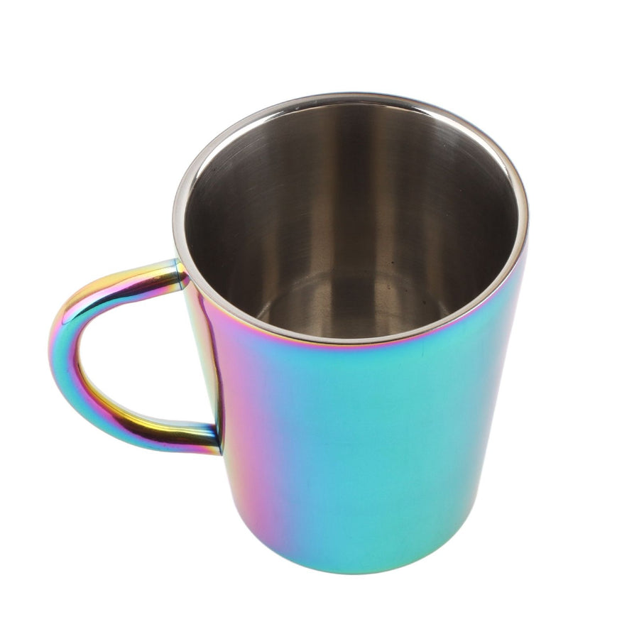 300ml Double Layer Water Cup with Handle Stainless Steel Coffee Insulated Mug for HomeColorful